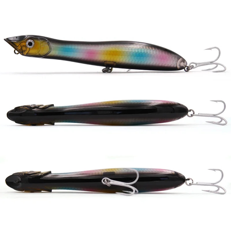 TacklePRO PO09 Popper Topwater Snake Head Floating Wobbler 100mm/120mm/135mm 11g/17g/26g Fishing Lure Sea Bass Pike Bait Peche