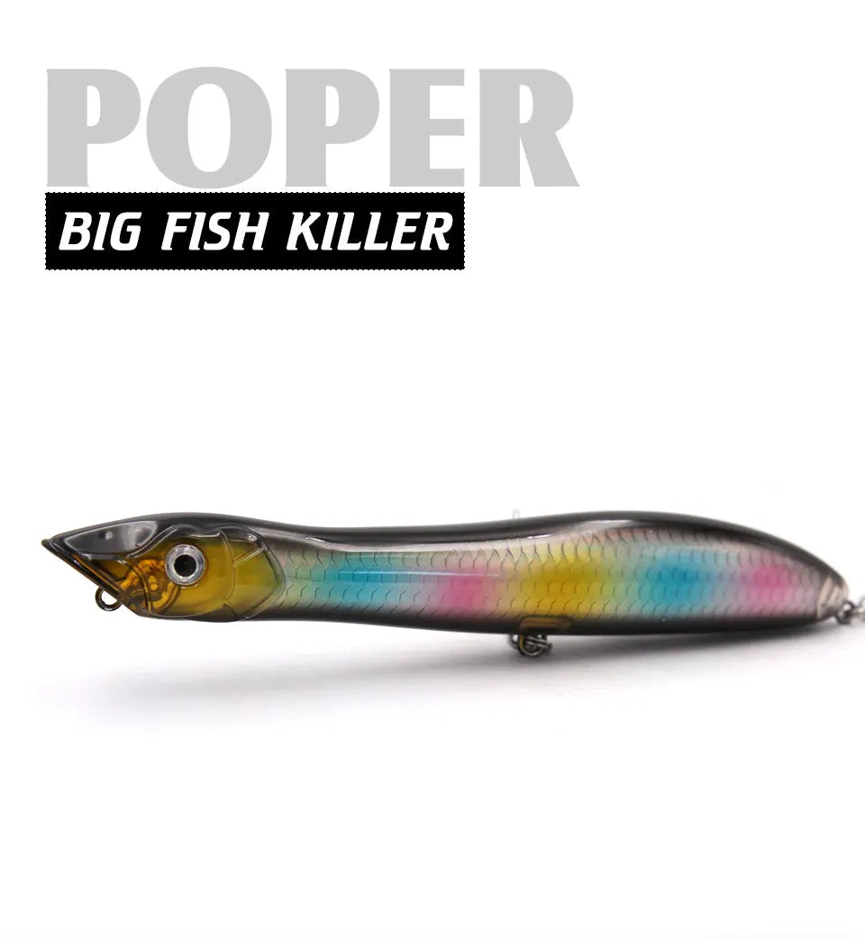 TacklePRO PO09 Popper Topwater Snake Head Floating Wobbler 100mm/120mm/135mm 11g/17g/26g Fishing Lure Sea Bass Pike Bait Peche