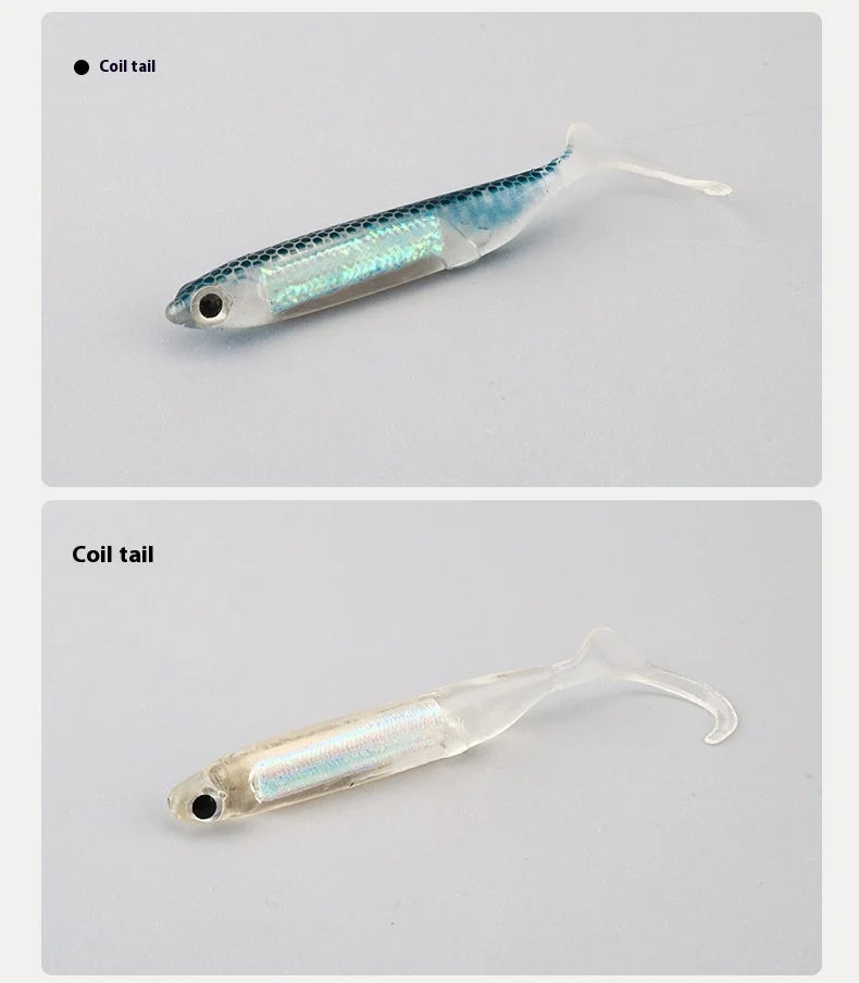 6.5cm 7.2cm 9.3cm PVC Soft Bait with Glow Sticks T-tail/Curly Tail/Straight Tail Bass Lures Luminous Soft Lure