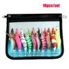 10 Colors One Set Plastic Live Bait Bag Luminous Shrimp Lure Bionic Bait Glow Squid 2.0# 2.5# 3.0#