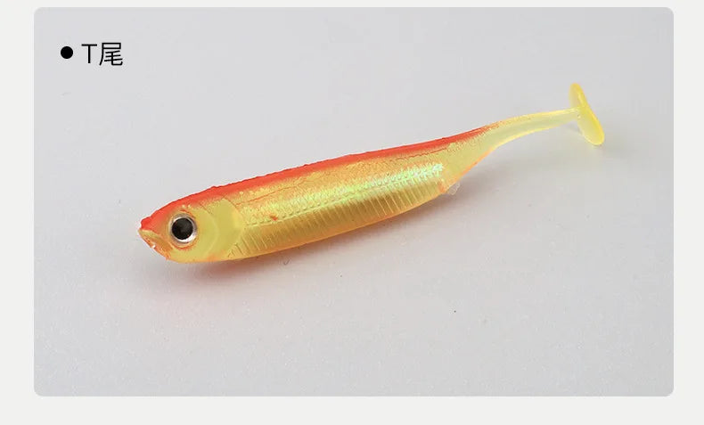 6.5cm 7.2cm 9.3cm PVC Soft Bait with Glow Sticks T-tail/Curly Tail/Straight Tail Bass Lures Luminous Soft Lure