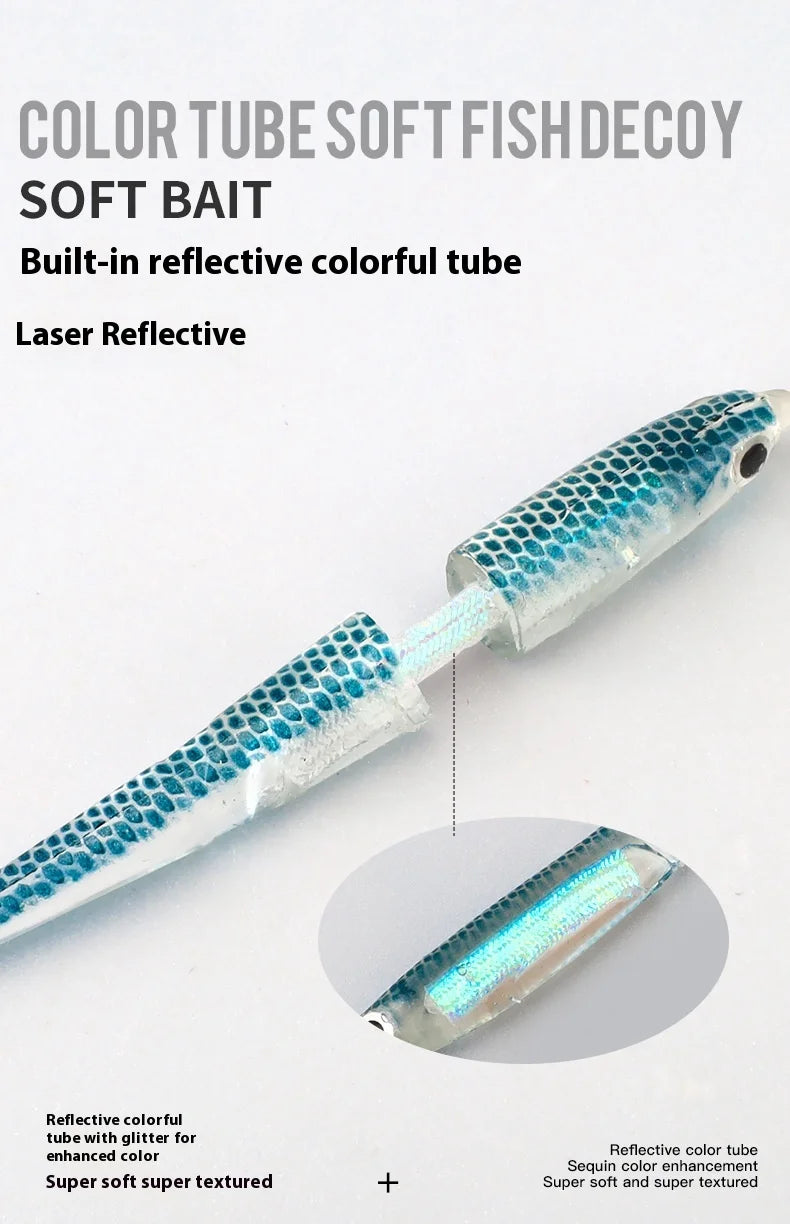 6.5cm 7.2cm 9.3cm PVC Soft Bait with Glow Sticks T-tail/Curly Tail/Straight Tail Bass Lures Luminous Soft Lure