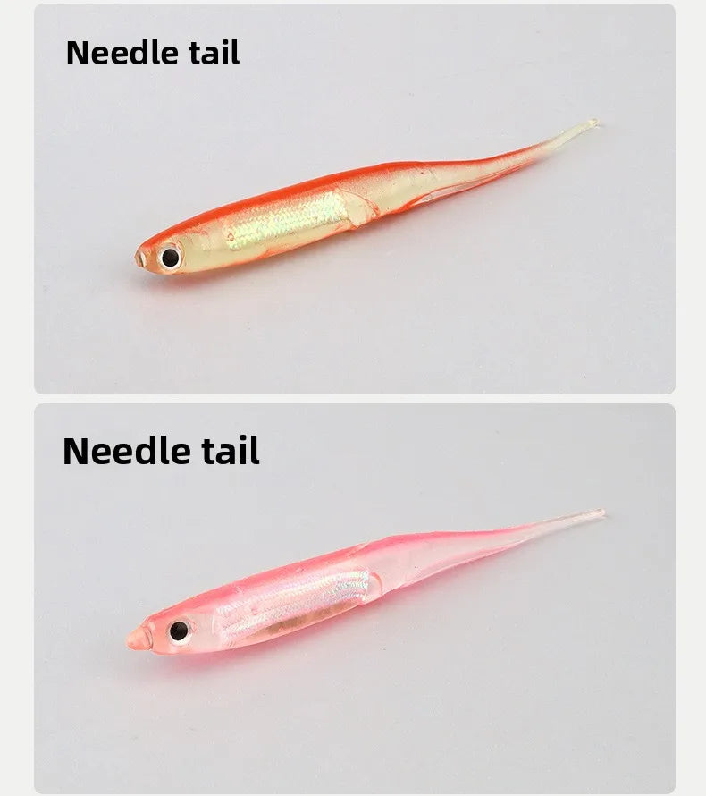 6.5cm 7.2cm 9.3cm PVC Soft Bait with Glow Sticks T-tail/Curly Tail/Straight Tail Bass Lures Luminous Soft Lure