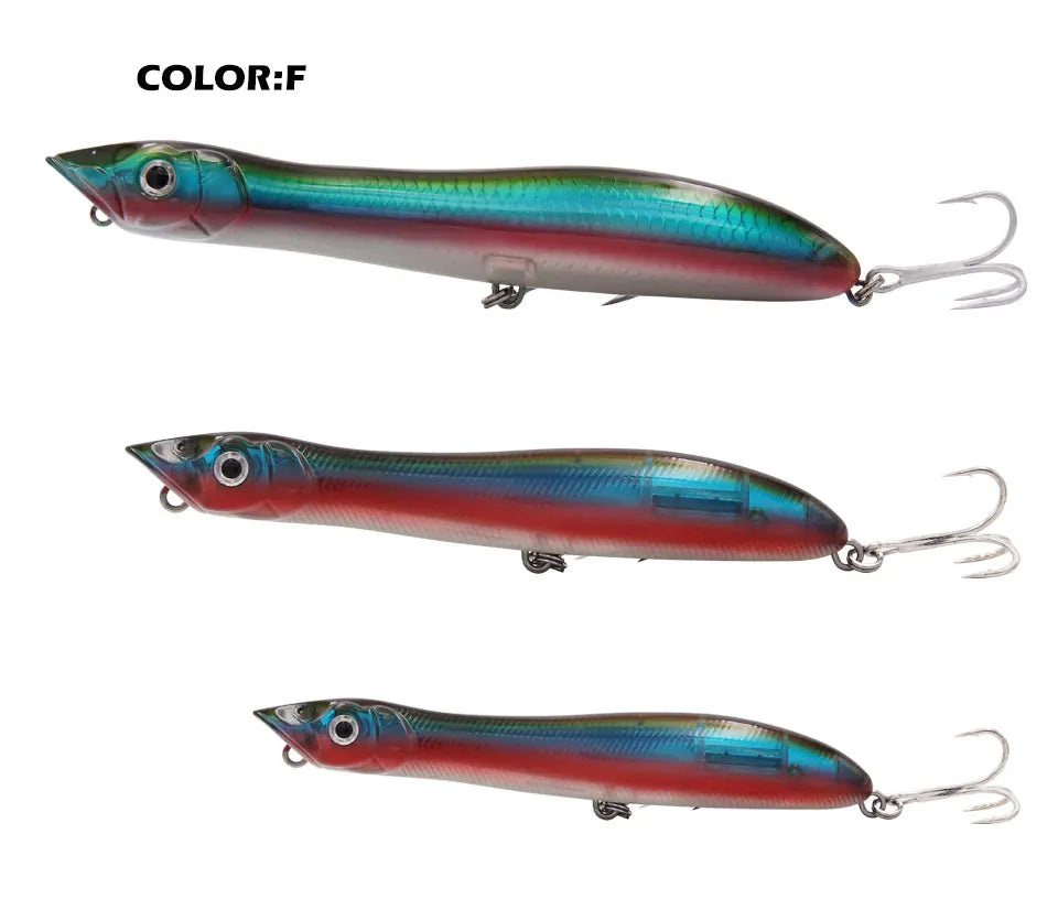 TacklePRO PO09 Popper Topwater Snake Head Floating Wobbler 100mm/120mm/135mm 11g/17g/26g Fishing Lure Sea Bass Pike Bait Peche