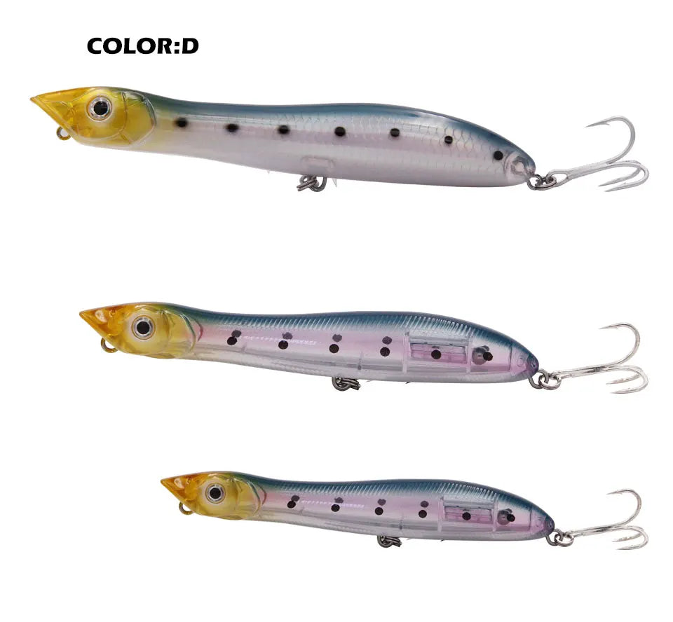 TacklePRO PO09 Popper Topwater Snake Head Floating Wobbler 100mm/120mm/135mm 11g/17g/26g Fishing Lure Sea Bass Pike Bait Peche