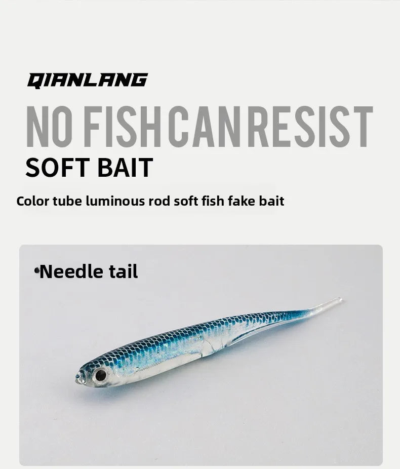 6.5cm 7.2cm 9.3cm PVC Soft Bait with Glow Sticks T-tail/Curly Tail/Straight Tail Bass Lures Luminous Soft Lure