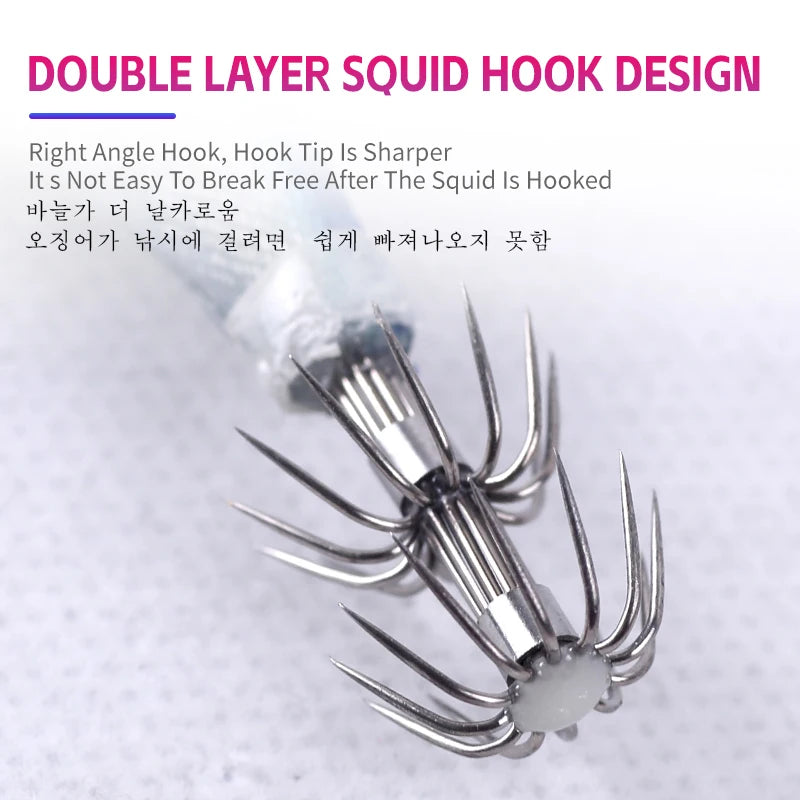 2.5# 3.0# 3.5# Luminous Eye EGI Squid Jig Lure Wooden Shrimp Baits Cuttlefish Octopus Glow Fishing Lure