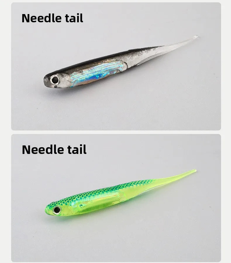 6.5cm 7.2cm 9.3cm PVC Soft Bait with Glow Sticks T-tail/Curly Tail/Straight Tail Bass Lures Luminous Soft Lure