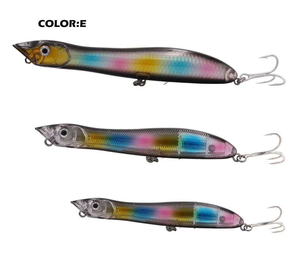 TacklePRO PO09 Popper Topwater Snake Head Floating Wobbler 100mm/120mm/135mm 11g/17g/26g Fishing Lure Sea Bass Pike Bait Peche
