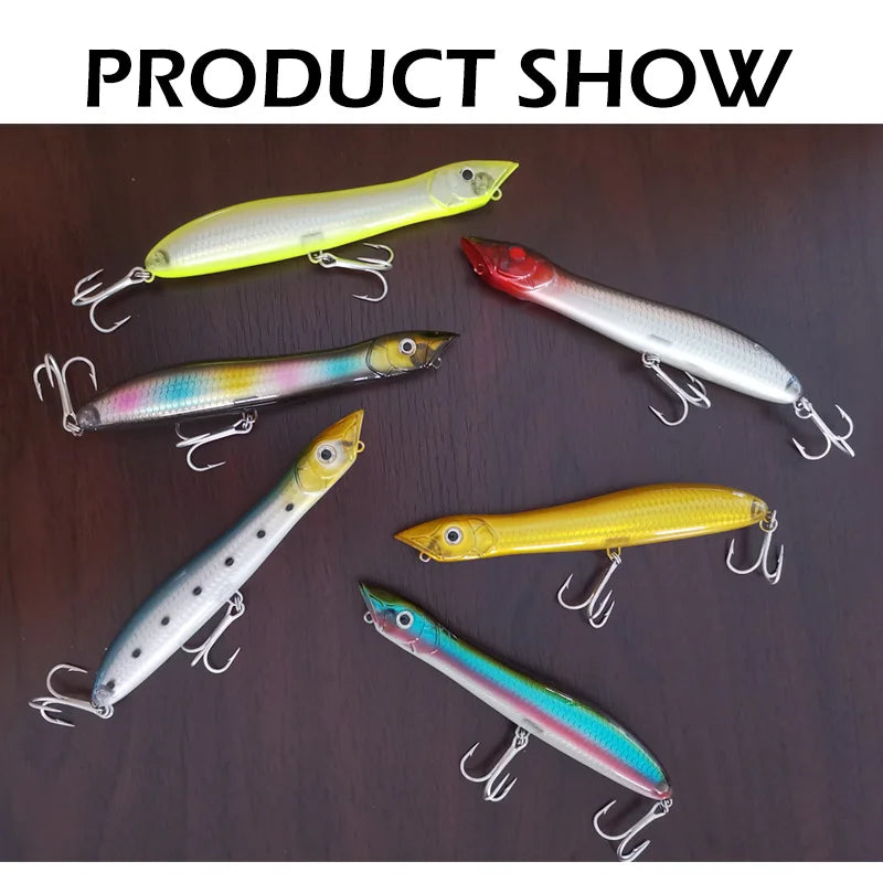 TacklePRO PO09 Popper Topwater Snake Head Floating Wobbler 100mm/120mm/135mm 11g/17g/26g Fishing Lure Sea Bass Pike Bait Peche