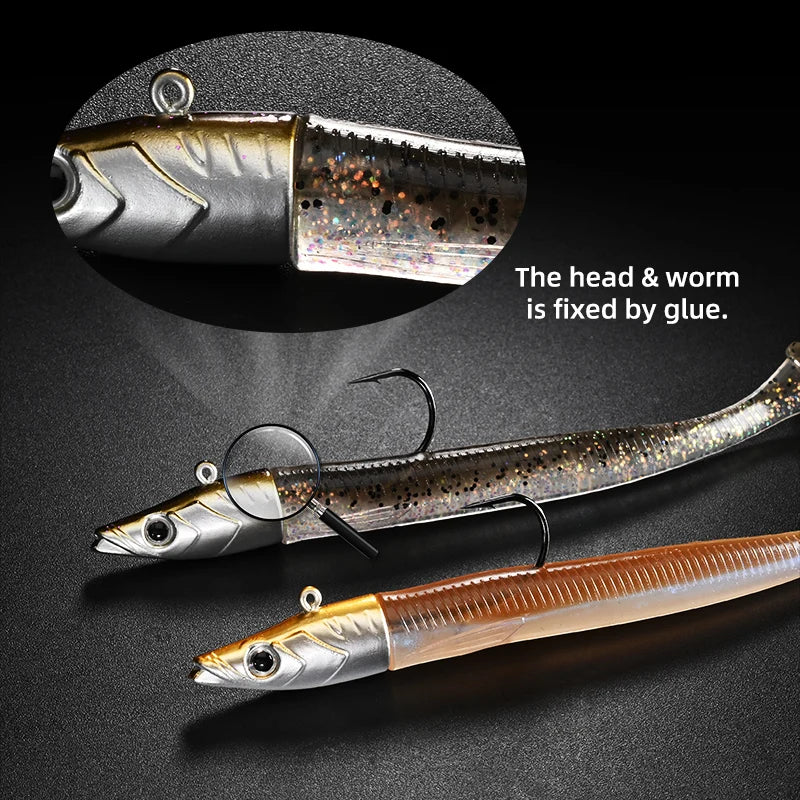 ALLBLUE Tidal Eely Shad 13cm 22g Soft Eel Fishing Lure Paddle Tail Jig Head Hook Vinyls Vibration Artificial Bait Saltwater Gear