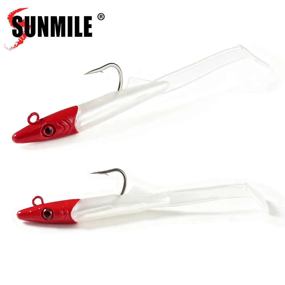 SUNMILE Eel Lure With Jig, Raglou Hybrid Soft Lure 8.5cm 8.4g 2pcs/Pack Salwatwer Swimming Bait for Sea Bass Pike