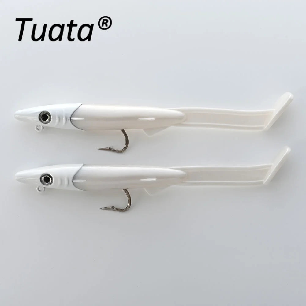 Tuata Raglou Hybrid Soft Lure 2pcs/Pack with VMC Hook Sandeel Sea Fishing