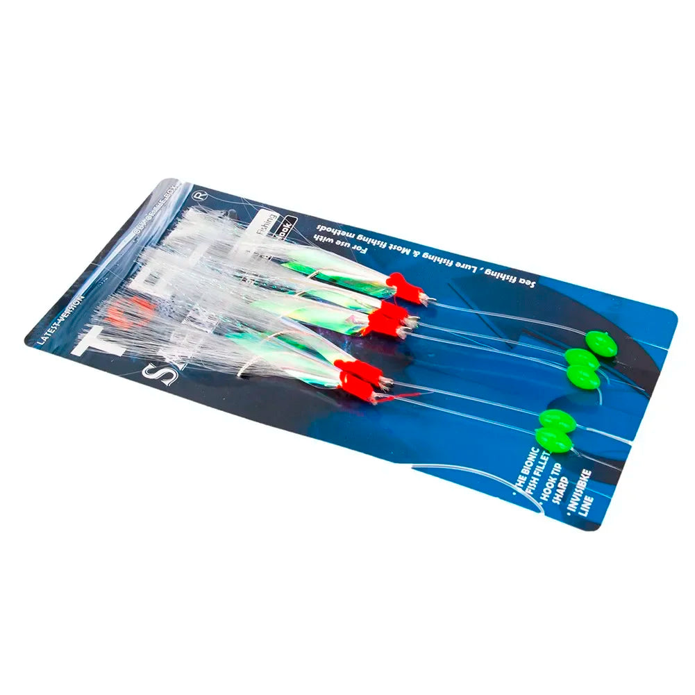 5pcs/Pack Sabiki Soft Fishing Lure Rigs Bait Jigs Lure Feather Lure Herring Bait Tackle For Mackerel Deep Sea Fishing Equipment