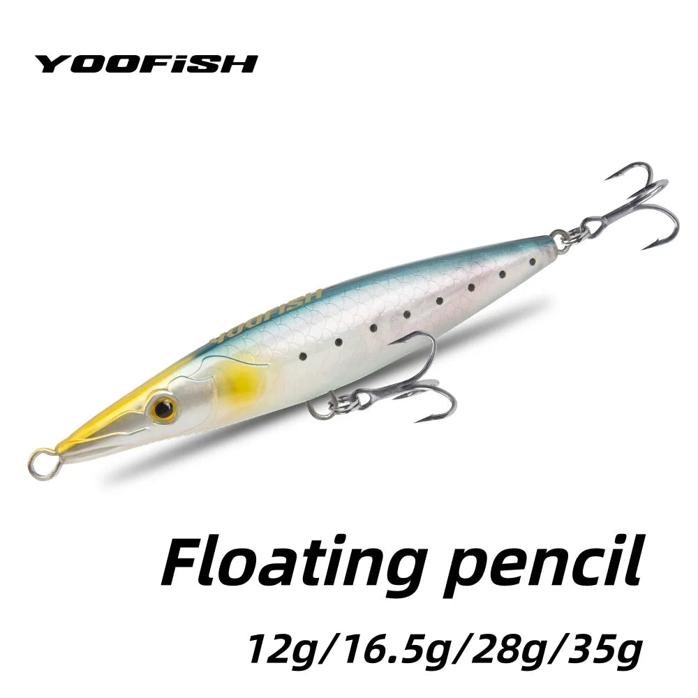 YOOFISH Pencil Flottant 90–150mm – Stickbait Topwater Bar/Brochet