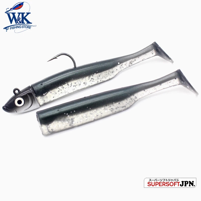 Seabass Fishing Lure Kit at 6cm 7.5cm 9cm 11.5cm 14.5cm Soft Lure Paddle Tail with Kinds Jig Head Inshore Jigging Soft Bait