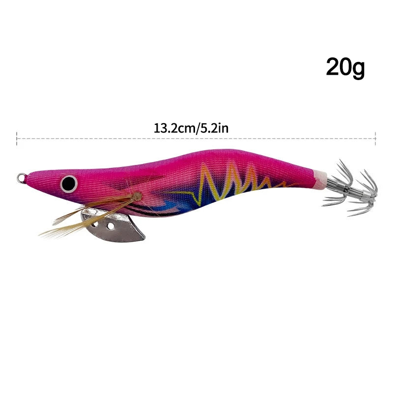 Aggie Webfoot Octopus Egi Fishing Lures Horizontal Luminous Cuttlefish Squid Jig Hook Wooden Shrimp Squid Bait 에기