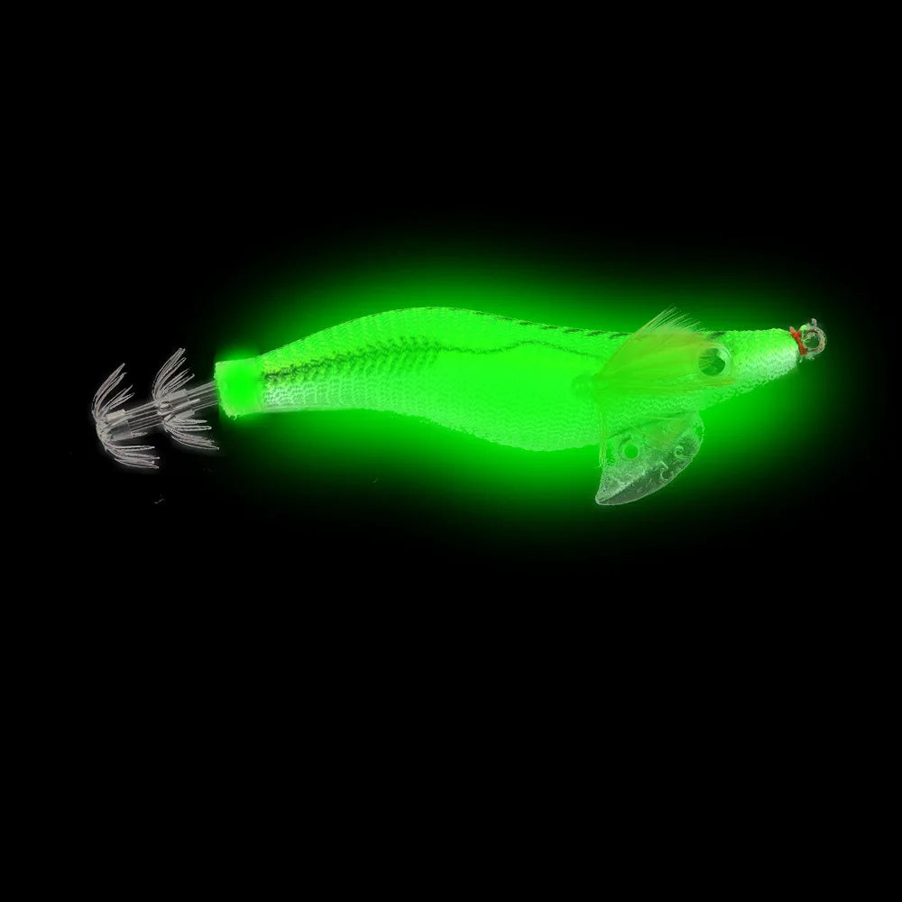 Artificial Squid Jig Luminous Wooden Shrimp 2.5# 3.0# 3.5# Squid Fishing Lure Noctilucent Squid Cuttlefish Lure For Octopus Fish