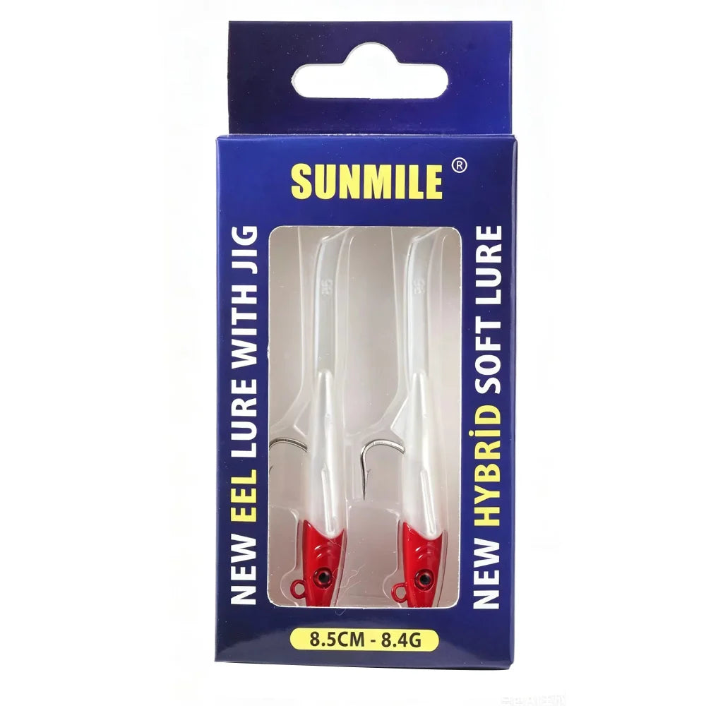 SUNMILE Eel Lure With Jig, Raglou Hybrid Soft Lure 8.5cm 8.4g 2pcs/Pack Salwatwer Swimming Bait for Sea Bass Pike