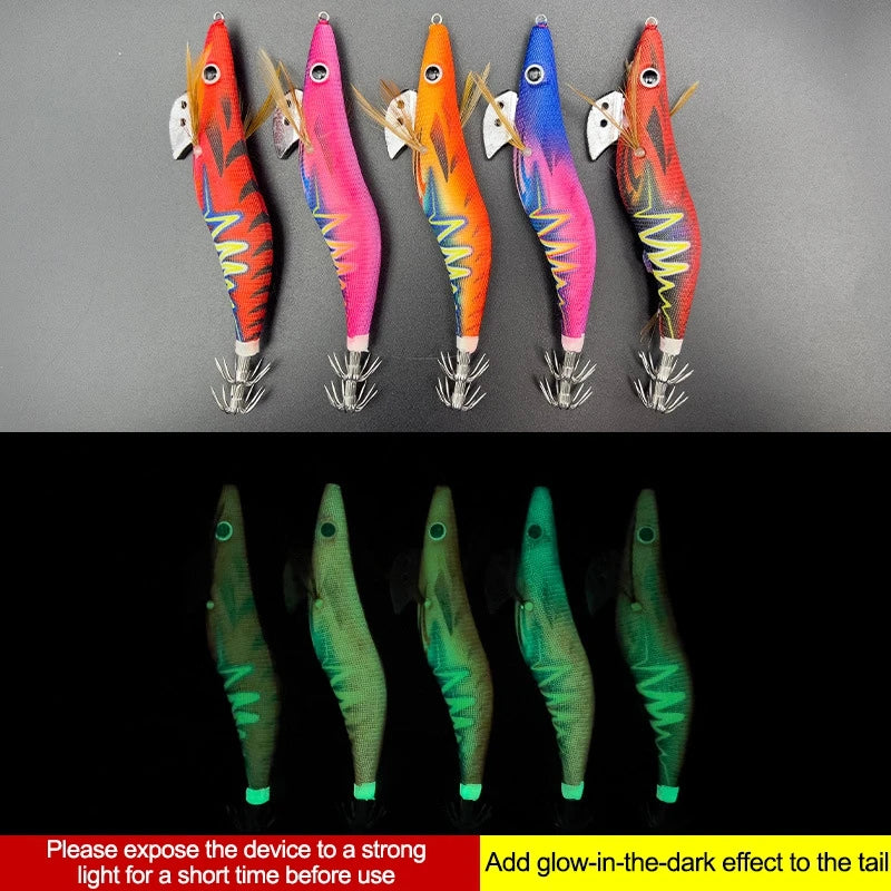 Aggie Webfoot Octopus Egi Fishing Lures Horizontal Luminous Cuttlefish Squid Jig Hook Wooden Shrimp Squid Bait 에기