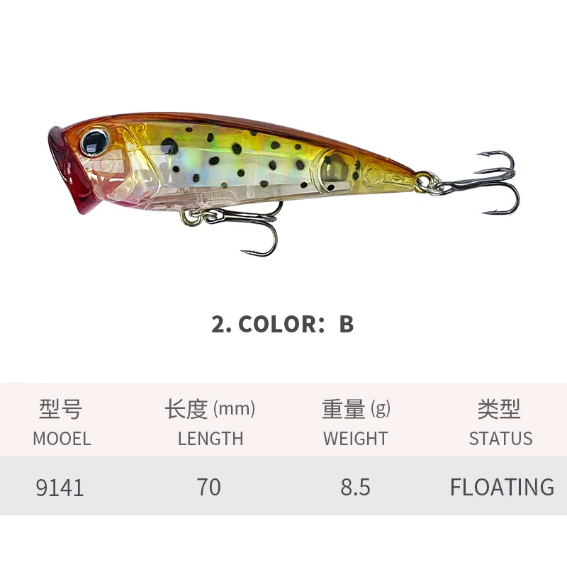 Popper Ripple 70mm 8,5g – Leurre Dur Topwater