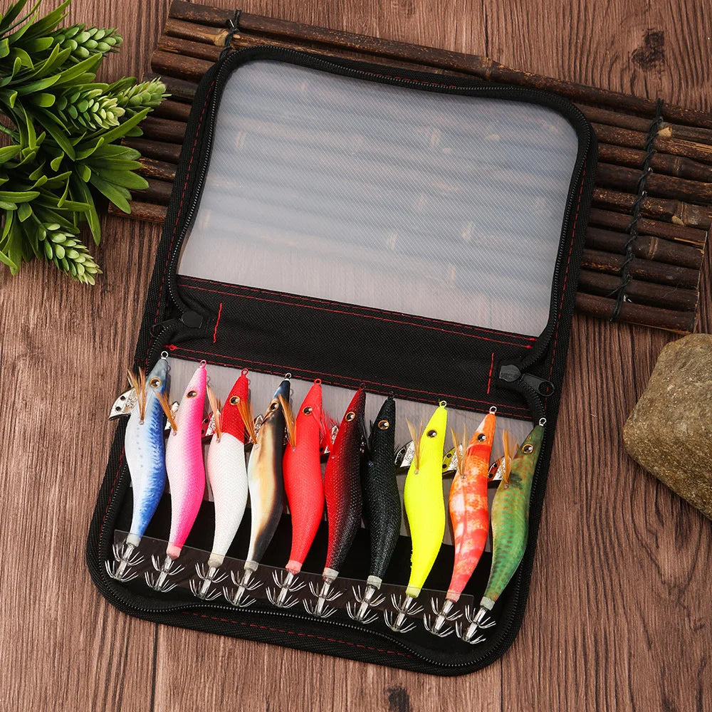 LHFSH Glow Squid Jigs 12G 15G 20G Simulation Shrimp Fishing Lure Wood Shrimp Jig Lure Saltwater Cuttlefish Octopus Tackle