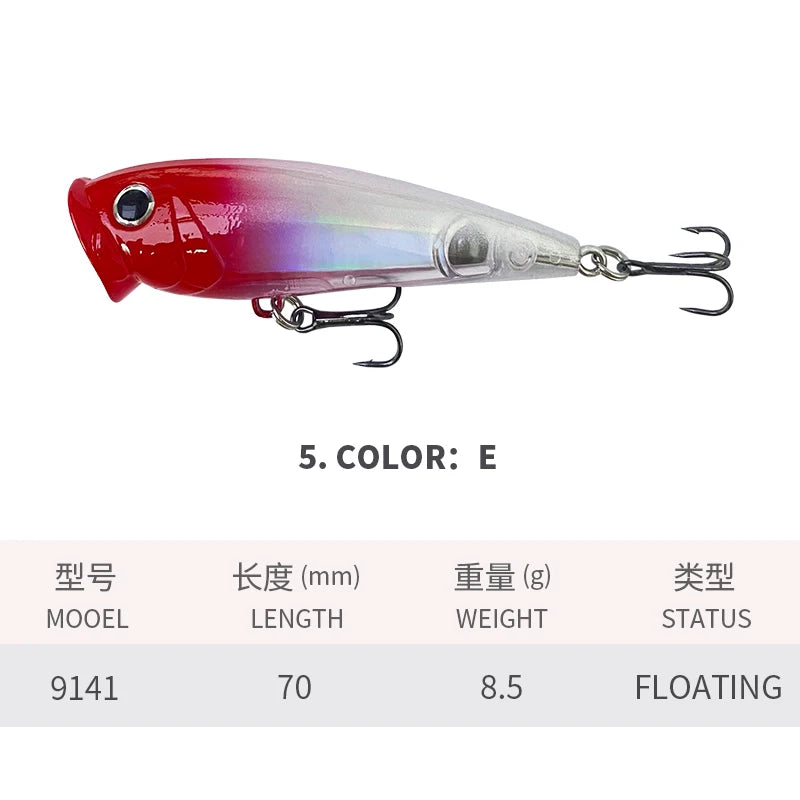 Popper Ripple 70mm 8,5g – Leurre Dur Topwater