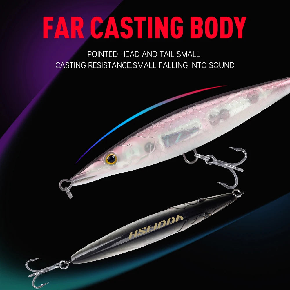 YOOFISH Pencil Flottant 90–150mm – Stickbait Topwater Bar/Brochet