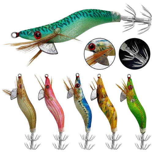 1/5pcs Aggie Squid Jig Lure Luminous Webfoot Octopus Egi Pattern Squid Shrimp Baits Cuttlefish Egi Fishing Lure Squid Hooks에기