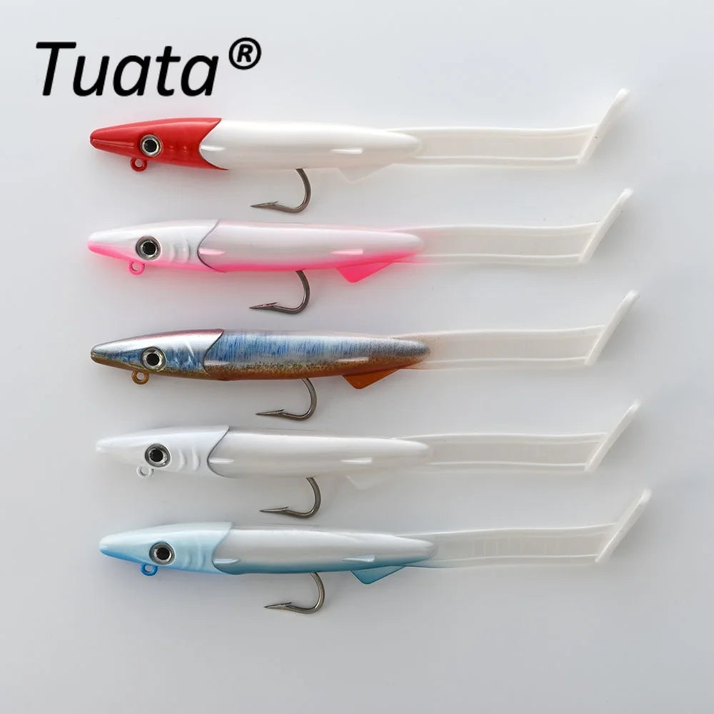 Tuata Raglou Hybrid Soft Lure 2pcs/Pack with VMC Hook Sandeel Sea Fishing