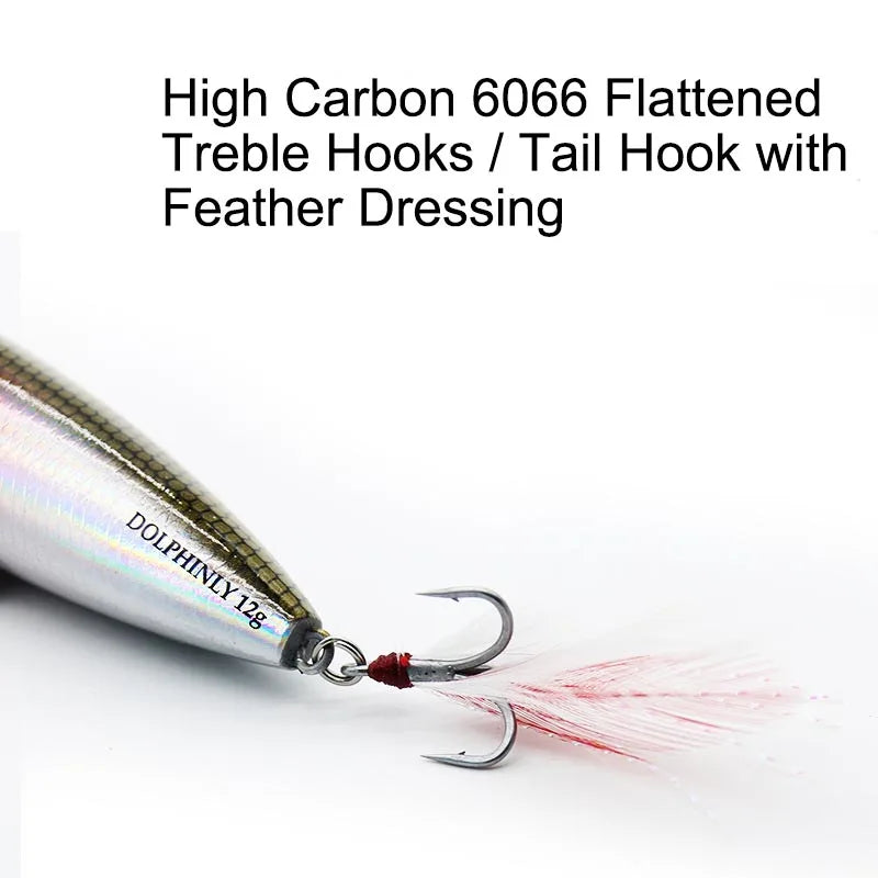 Topwater Popper Hard Fishing Lures Splash Surface Crankbait With Feathered Treble Hooks For Bass Pike Freshwater Angling Tackle