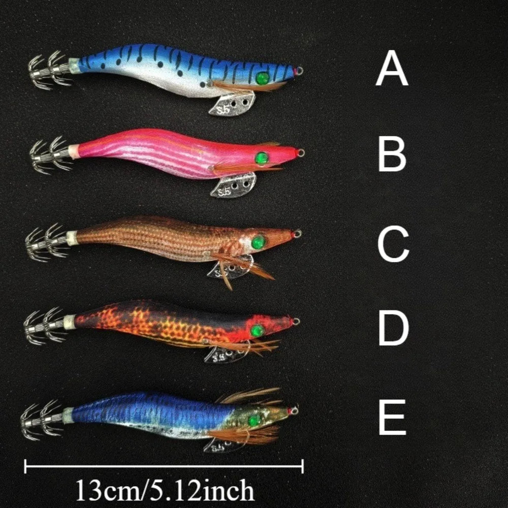 Ackibbik 2pcs Glow Shrimp Fishing Lures Saltwater 13cm Squid Jig Hook Sea Fishing Accessories Cuttlefish Shrimp Prawn Lures