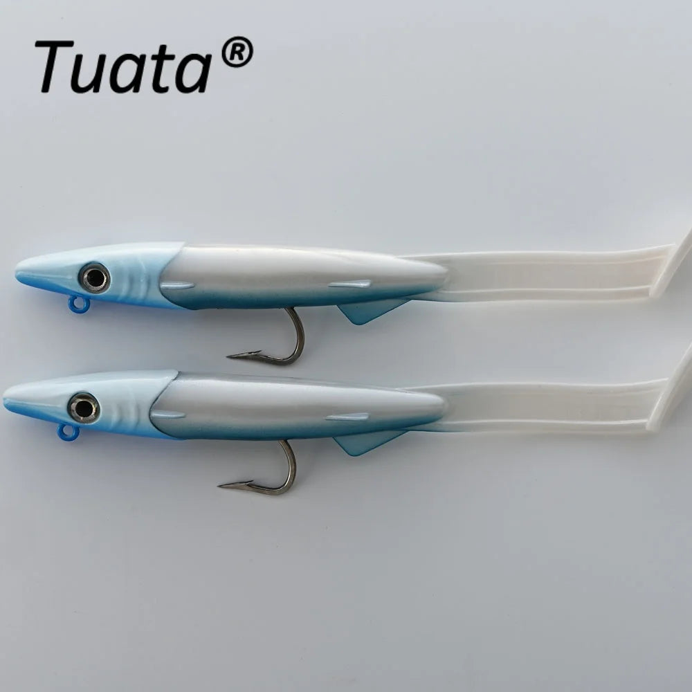 Tuata Raglou Hybrid Soft Lure 2pcs/Pack with VMC Hook Sandeel Sea Fishing