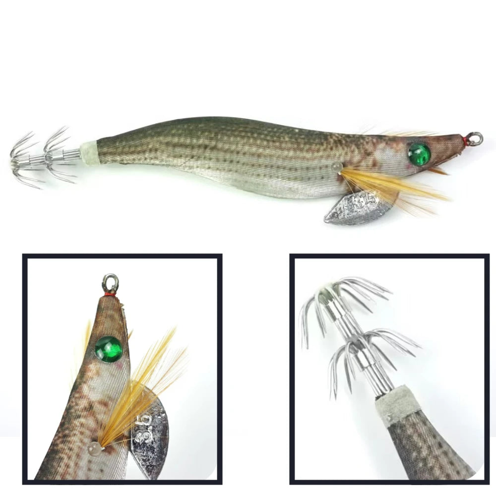 5pcs/set Squid Jig Egi Set 13cm Simulation Shrimp Fishing Lure Luminous Saltwater Double Hook Cuttlefish Tackle Octopus Shrimp