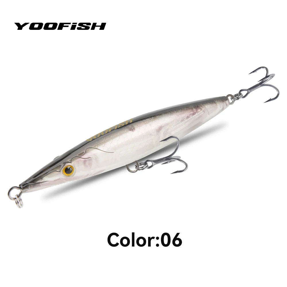 YOOFISH Pencil Flottant 90–150mm – Stickbait Topwater Bar/Brochet