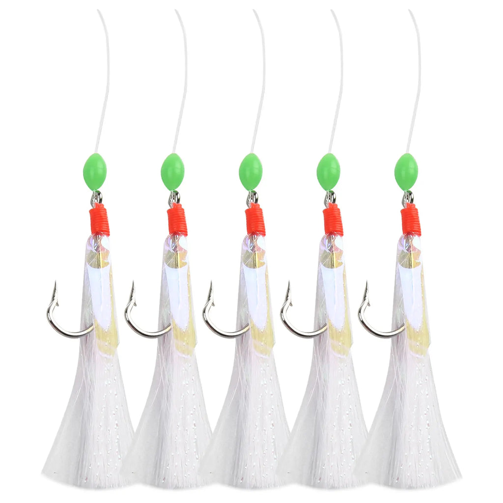 5pcs/Pack Sabiki Soft Fishing Lure Rigs Bait Jigs Lure Feather Lure Herring Bait Tackle For Mackerel Deep Sea Fishing Equipment