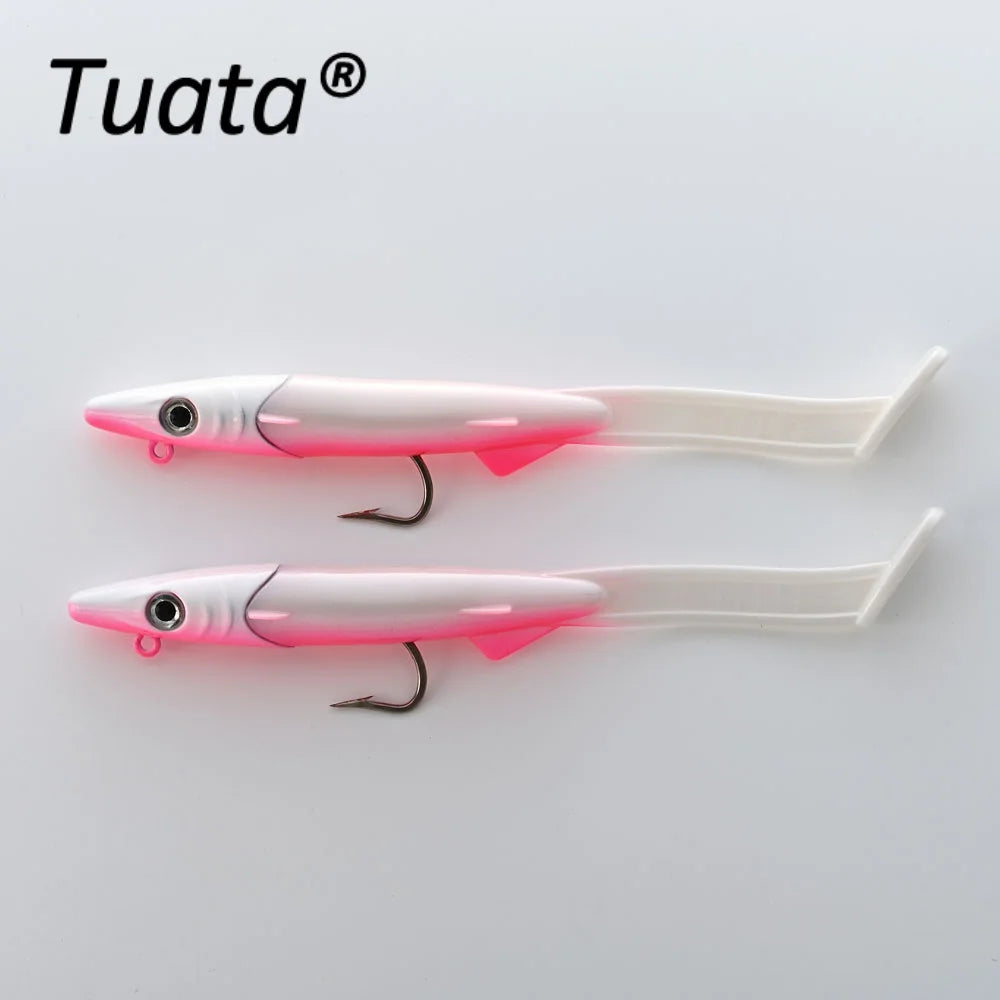 Tuata Raglou Hybrid Soft Lure 2pcs/Pack with VMC Hook Sandeel Sea Fishing