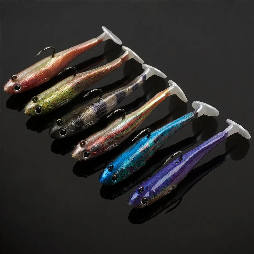 6Pcs Pre-Rigged Soft Fishing Lures Paddle Tail  7cm/9cm Swimbaits Crappie Fishing Jig heads for Bass Trout Lures