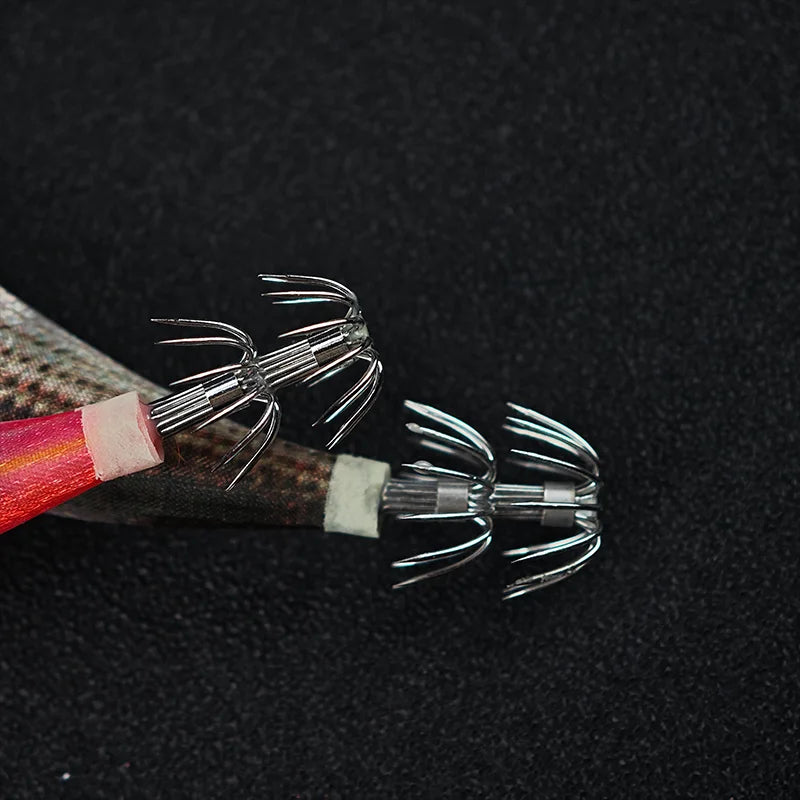 5pcs/set Squid Jig Egi Set 13cm Simulation Shrimp Fishing Lure Luminous Saltwater Double Hook Cuttlefish Tackle Octopus Shrimp