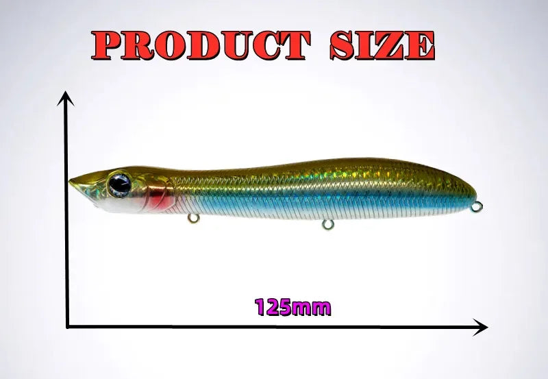 GREENSPIDER Fishing Lure 125mm 18g Topwater Pencil Popper Wobbler For Fishing Seabass Top Water Baits  Saltwater Surface Lures