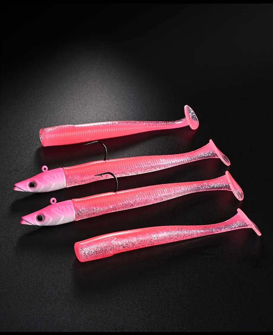 ALLBLUE Tidal Eely Shad 13cm 22g Soft Eel Fishing Lure Paddle Tail Jig Head Hook Vinyls Vibration Artificial Bait Saltwater Gear