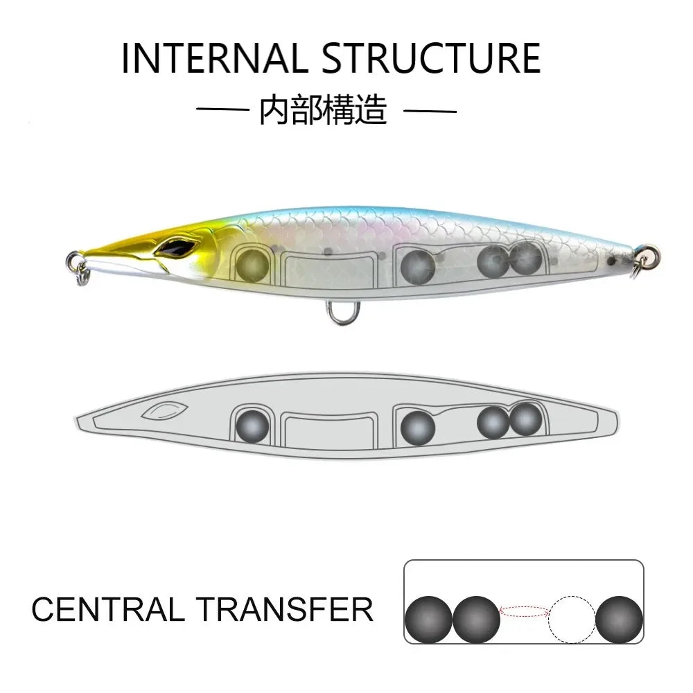 Asturi 130 Leurre Floating Pencil Fishing Lures Stickbait Topwater Surface Walk The Dog Hard Bait Wobbler For Bass Pike WTD Lure