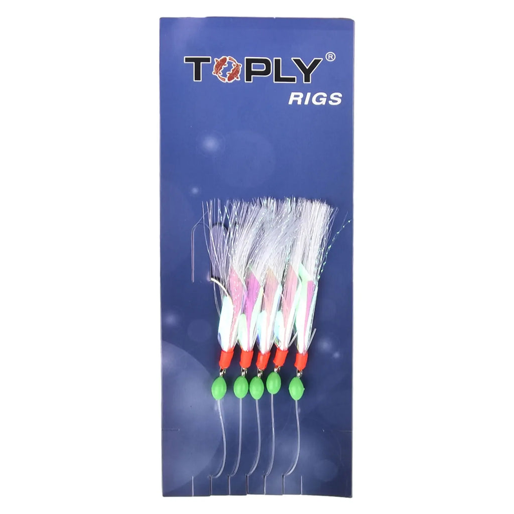 5pcs/Pack Sabiki Soft Fishing Lure Rigs Bait Jigs Lure Feather Lure Herring Bait Tackle For Mackerel Deep Sea Fishing Equipment