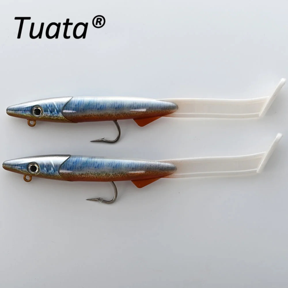 Tuata Raglou Hybrid Soft Lure 2pcs/Pack with VMC Hook Sandeel Sea Fishing