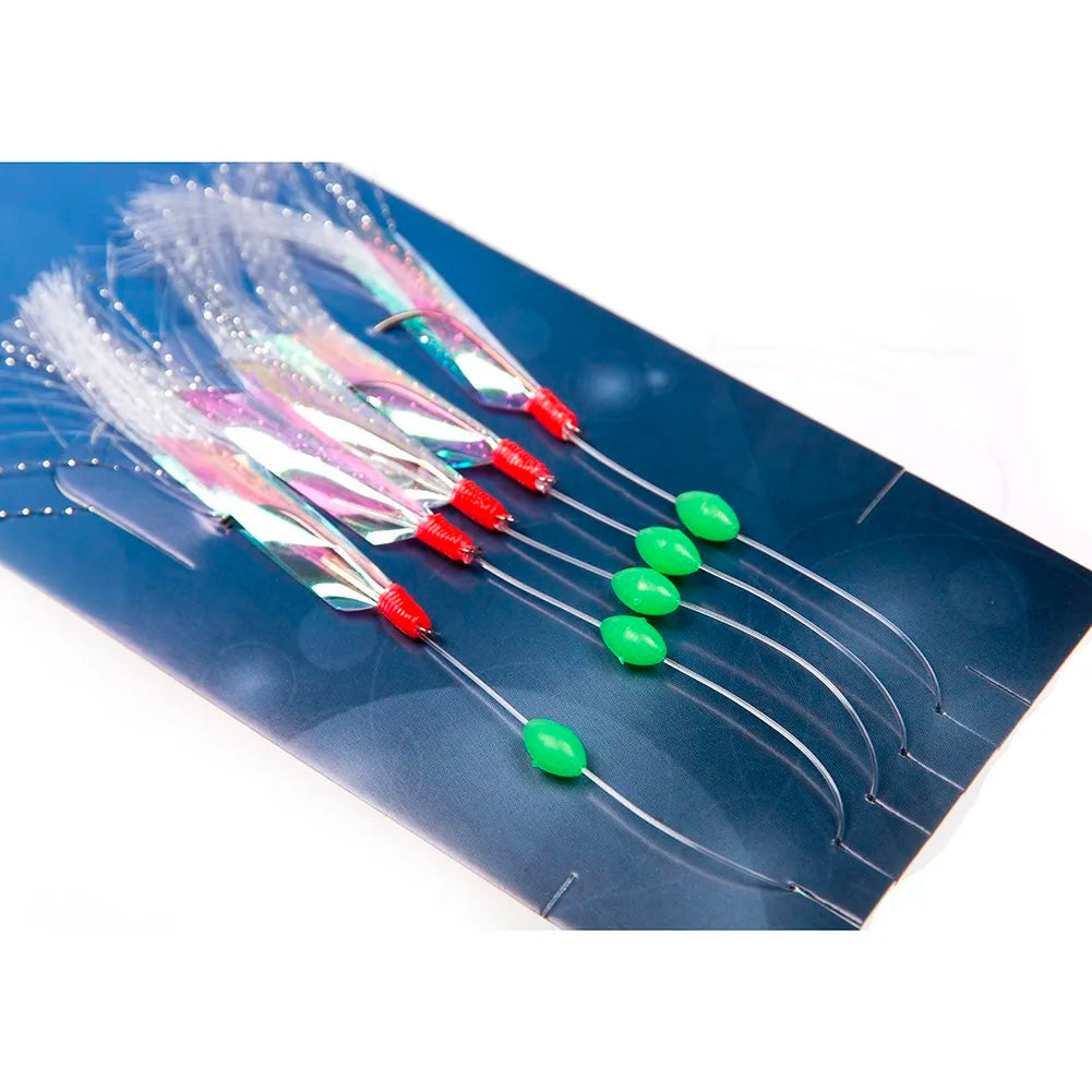 5pcs/Pack Sabiki Soft Fishing Lure Rigs Bait Jigs Lure Feather Lure Herring Bait Tackle For Mackerel Deep Sea Fishing Equipment