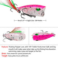Mini Popper Topwater Hard Bait 43mm 4g Fishing Lures Artificial Wobblers Plastic Tackle with Feather Hooks for Angling