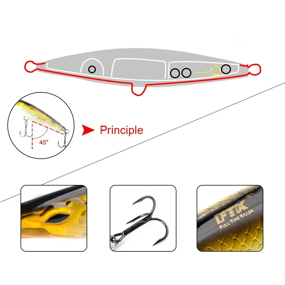 TEKNIK WTD Pencil Fishing Lure Stickbait Wobblers Topwater Baits Long Casting Asturi Lure Seabass 90mm/110mm/130mm/150mm