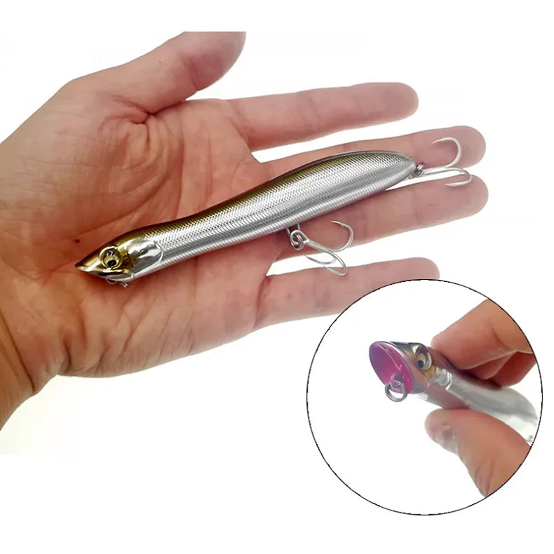 1 pce  Topwater Popper Fishing Lure Patchinco 125mm 20g Surface Floating Baits Long Cast Wobblers  Stickbait for Bass Pike Moca