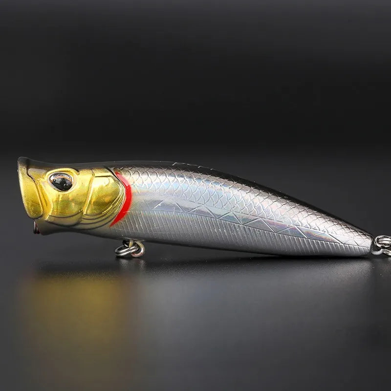 70mm 9g Surface Popper Fishing Lures Long Casting Artificial Hard Bait Topwater Pencil Swimbait Wobblers for Pike Perch Supplies