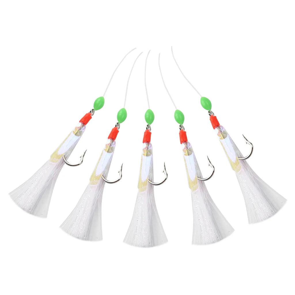 5pcs/Pack Sabiki Soft Fishing Lure Rigs Bait Jigs Lure Feather Lure Herring Bait Tackle For Mackerel Deep Sea Fishing Equipment